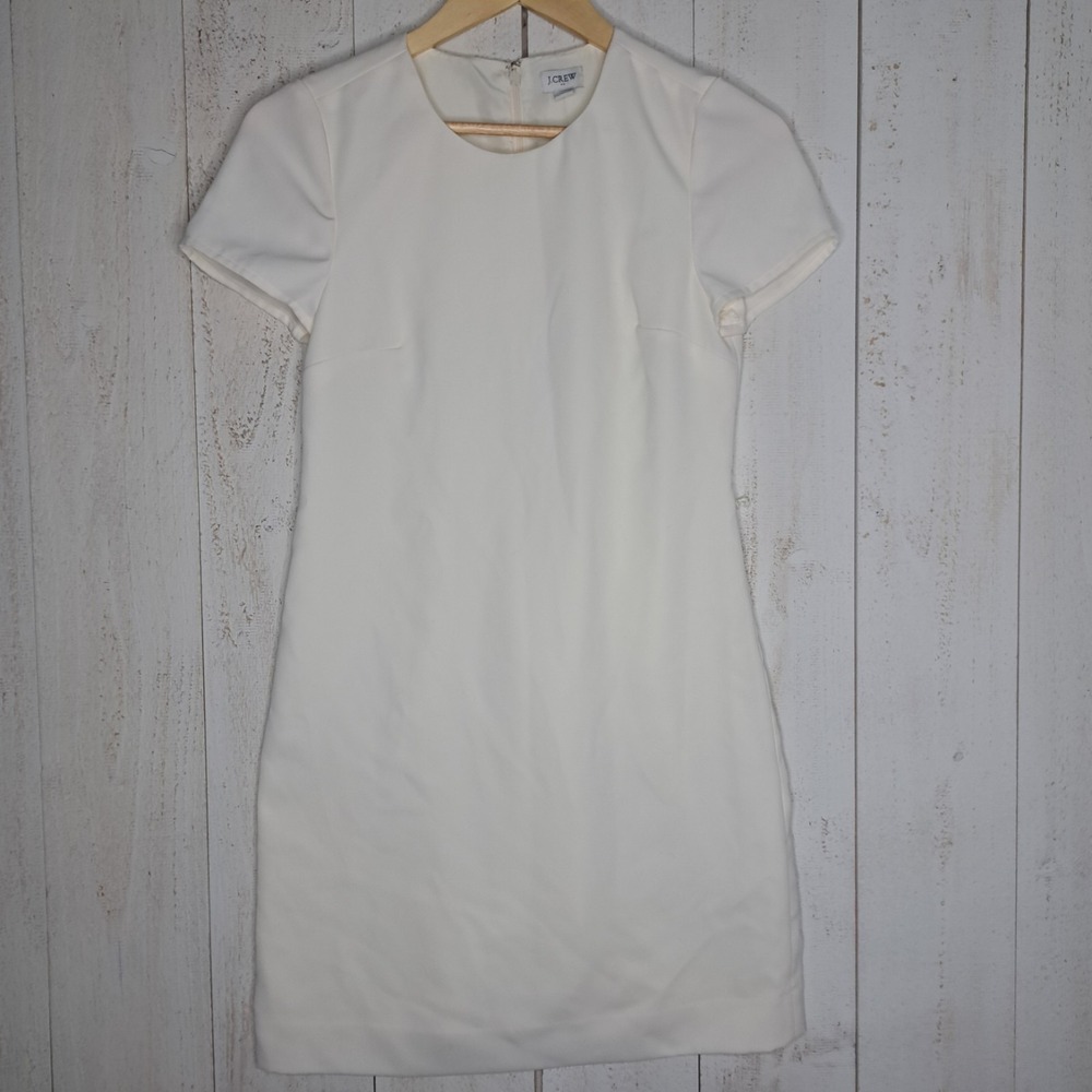 1960s Retro Quiet Luxury Minimalist J Crew Women's 00 Mini Shift Dress White NWT